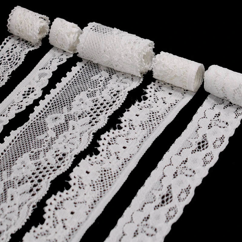 3cm/6cm Elasticated Double Edge Decorative Wrap Knitted White Guipure Lace Trim for Lingerie or Ladies Dress