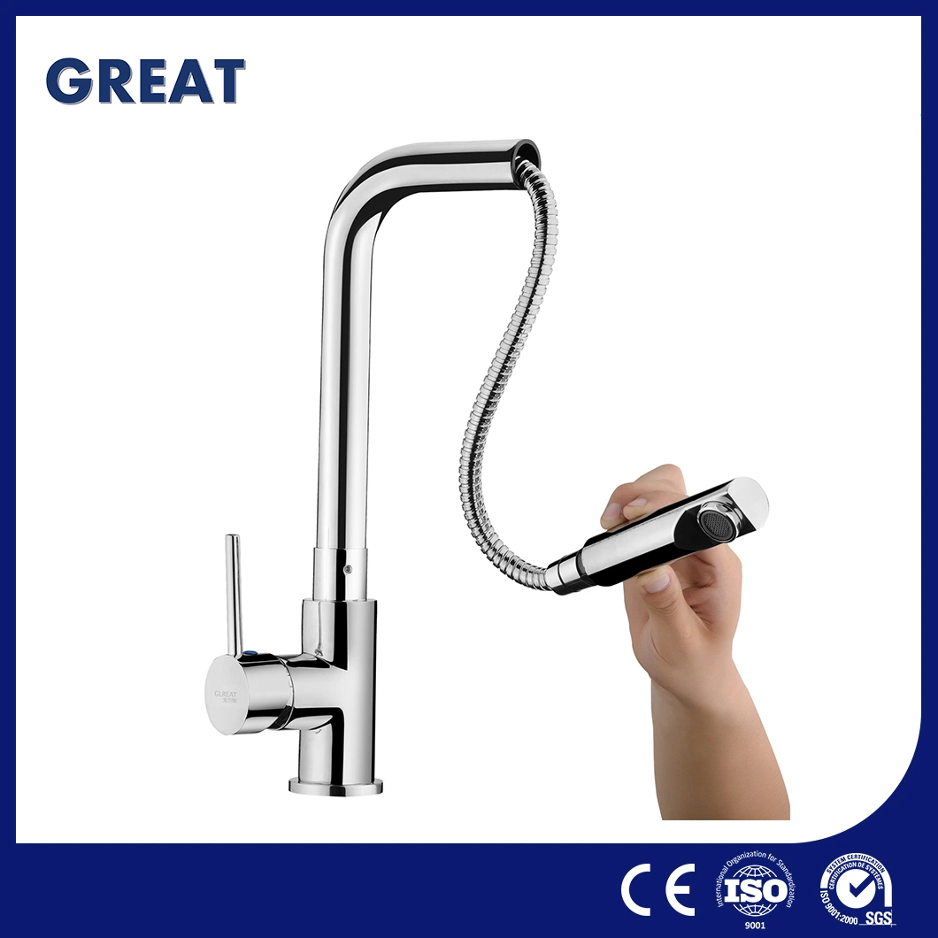 Great Kitchen Faucet Factory OEM Customized Wall Mount Kitchen Faucet with Sprayer Gl90101A40 Chrome Pull-out Kitchen Faucet China Modern Style Kitchen Faucet