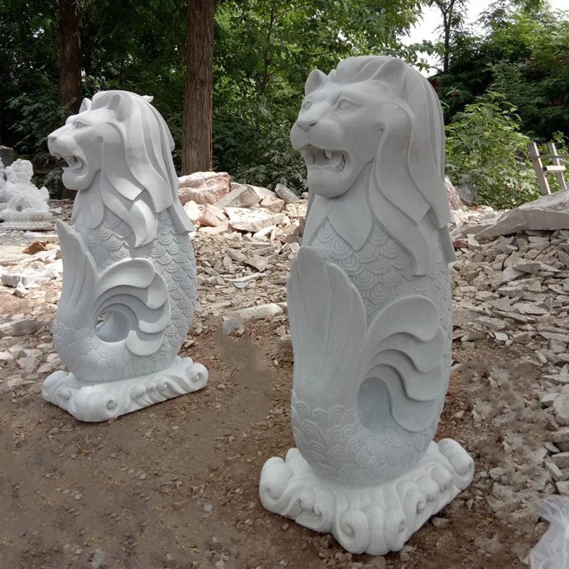 Escultura de piedra Merlion personalizada Escultura de mármol Singapur Estatua de Merlion