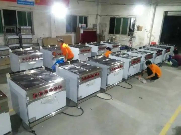 Gama de cocina comercial eléctrica con horno combinado de placa caliente cuadrada Comercial eléctrico