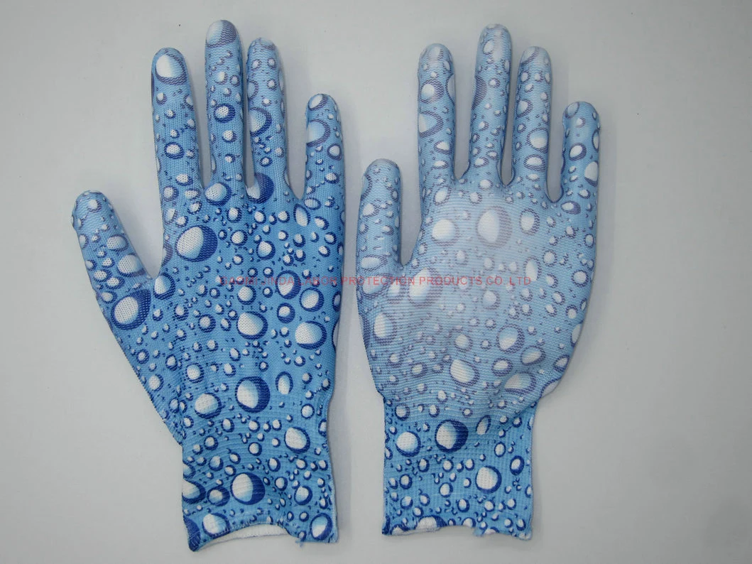 Nylon PU Coated Gardening Hand Protective Electrical Work Gloves