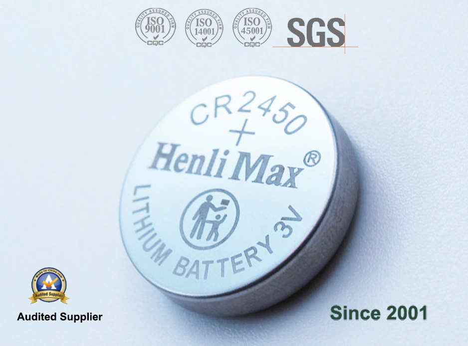 Henli Max Battery Li/Mno2 Button Battery Crseries-Cr2450 3.0V Lithium Button Batteries