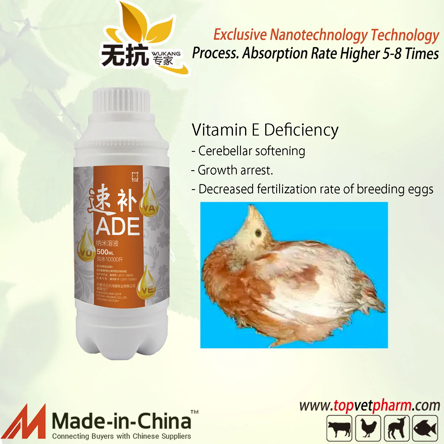 Immune Booster Poultry Fedd Supplement Layer Broiler Vitamin Ad3e Oral Solution