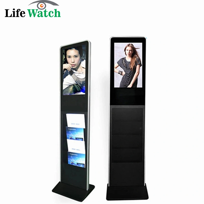 2023 New Relased Built-in Battery Power 32-Inch Indoor Interactive Touch LCD Advertising Screen Digital Signage Player Kiosk with Magazine Newspaper