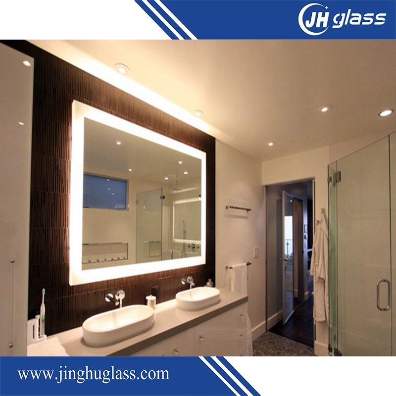 Sandblast Frameless Illuminated Backlit Vertically and Horizontally Hang LED Three Color Lights Bathroom Mirror