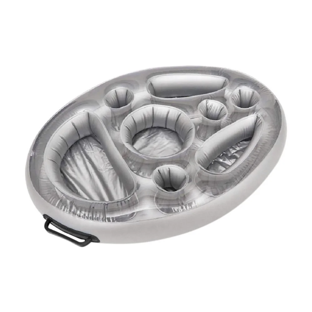 Floating Drink Holder Inflatable Float Pool Lounge for Pools Hot Tub Outdoor Cup Holder Portable Serving Bar, Silver Color Wyz19981