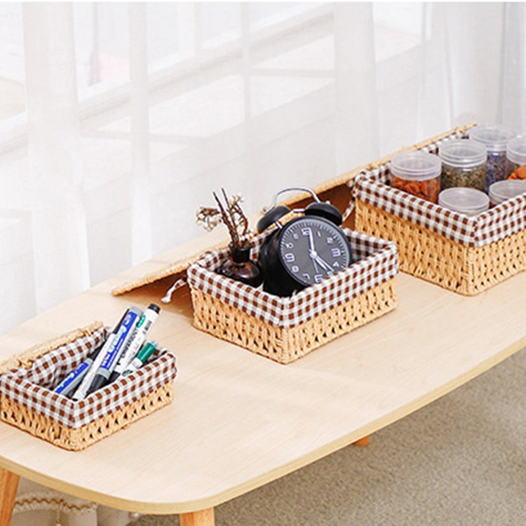 Weaving Living Room Snacks Storage Rectangular Woven Storage Basket Set