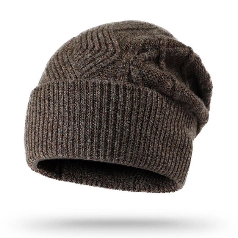 Chunky Customise Warm Knitted Merino Wool Beanie Hat for Men