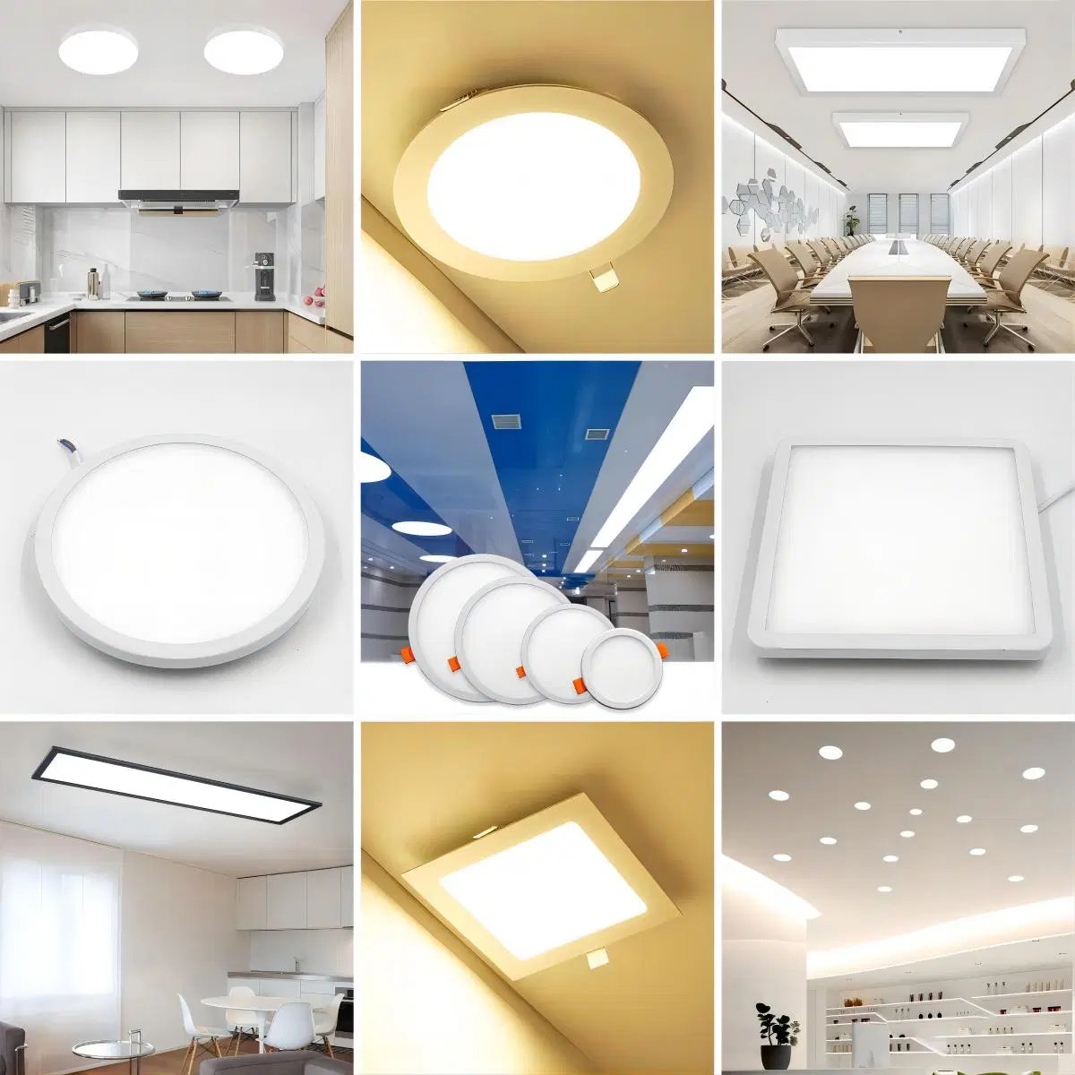 China Wholesale Price Customized Guzhen Zhongshan Interior Custom Lighting Fixture Rectangular Round Square Frameless Ultra Flat LED Ceiling Light Panel