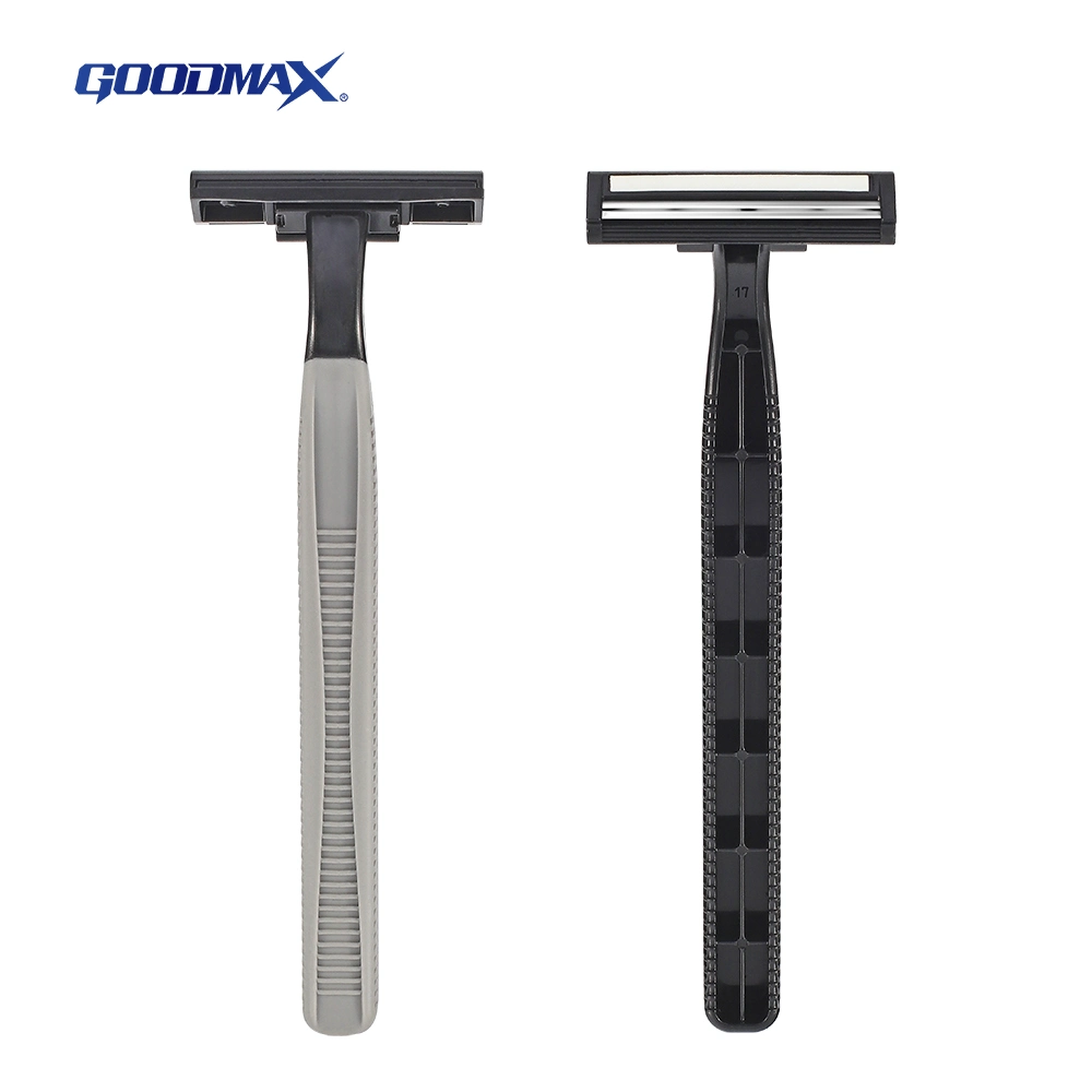 Twin Blade Disposable Shaving Razor with Rubber Handle