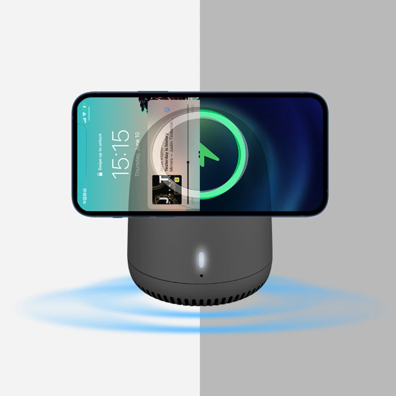 Fabrik Großhandel D5 Mini Tragbare Lautsprecher Desktop Wireless Charging Magnetic Schnellladegerät Bluetooth Lautsprecher für iPhone MagSafe