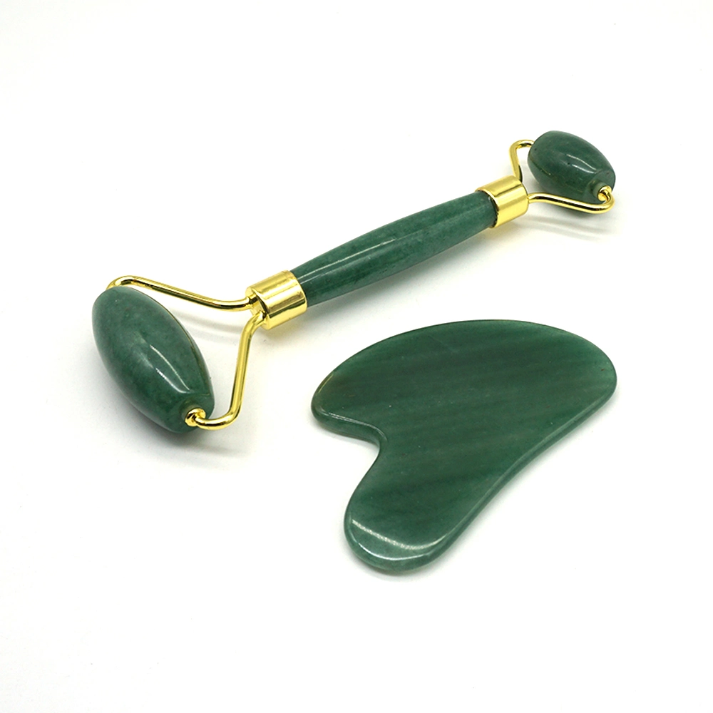 Etiqueta Privada Jade verde Roller Gua Sha Massajador Facial