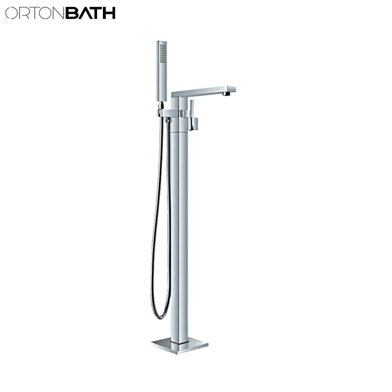 Ortonbath Classic Design Shower Faucet Freestanding Bathtub Floor Standing Bathtub Mixer Faucet Tap with Hand Shower Spray Spout