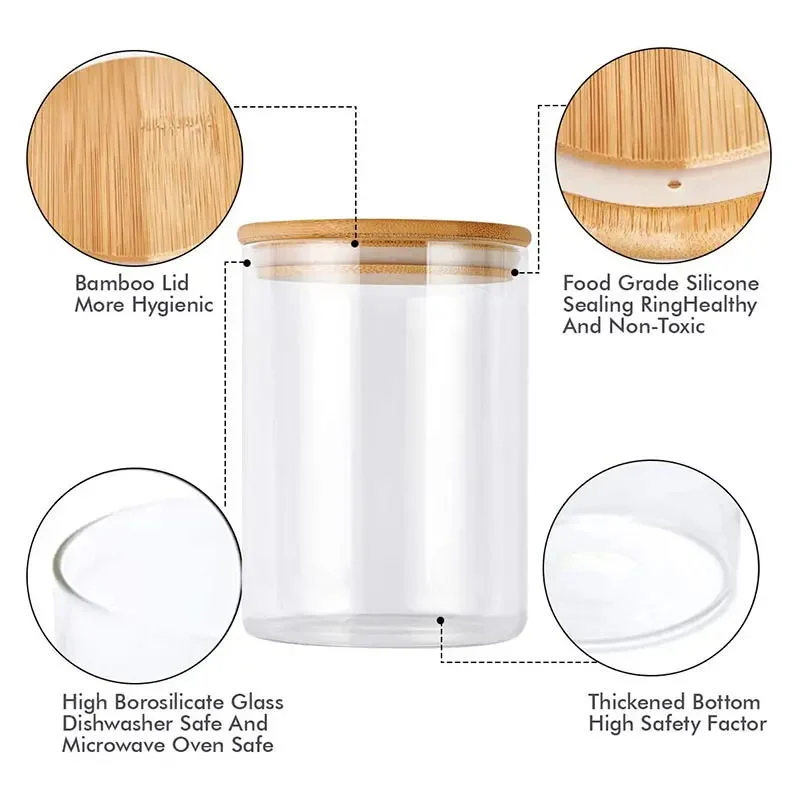 High Borosilicate Household Glass Bottle Candy Food Seasoning Sealed Tea Glass Storage Jars