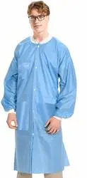 Venta directa de fábrica desechable SMS Blue Laboratory Coat Work Wear Batas de laboratorio médico para médicos