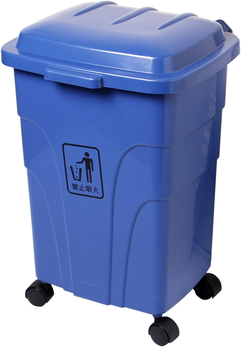 45L 68L 70L Eco-Friendly 4 Wheels Plastic Waste Dust Garbage Litter Can for Rubbish Sorting with Different Colors