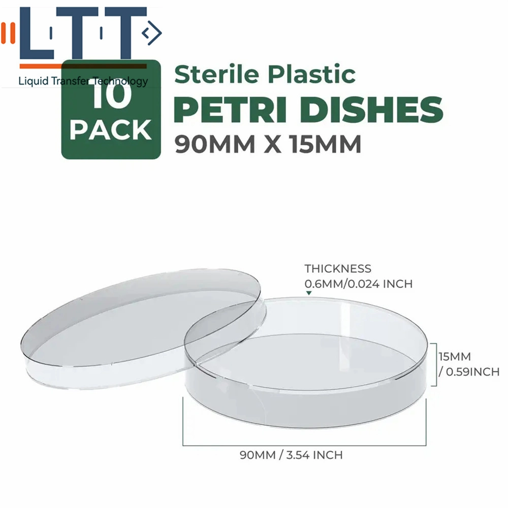 Esterilizadas desechables de 60mm, 90MM, 100mm, 150mm*15mm plato de Petri de plástico de la cultura