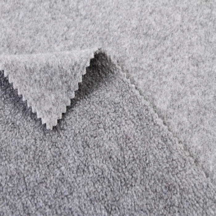 Malange Grey Brushed Polar Fleece Fabric for Sweater Jacket