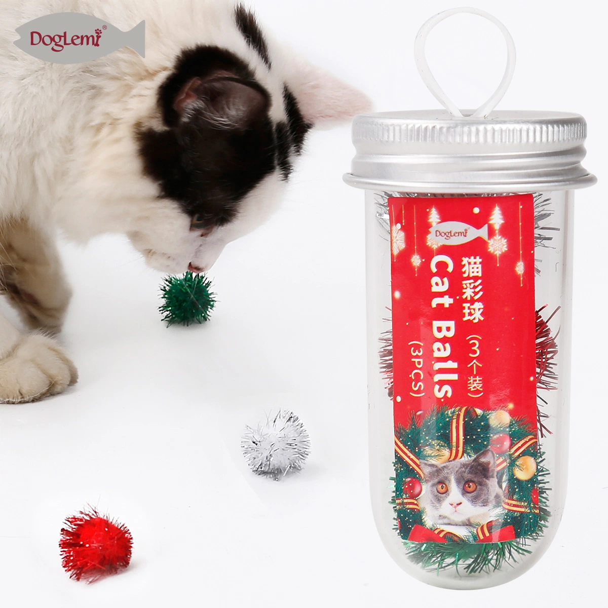 Christmas Ball Cat Toy (3 sets)