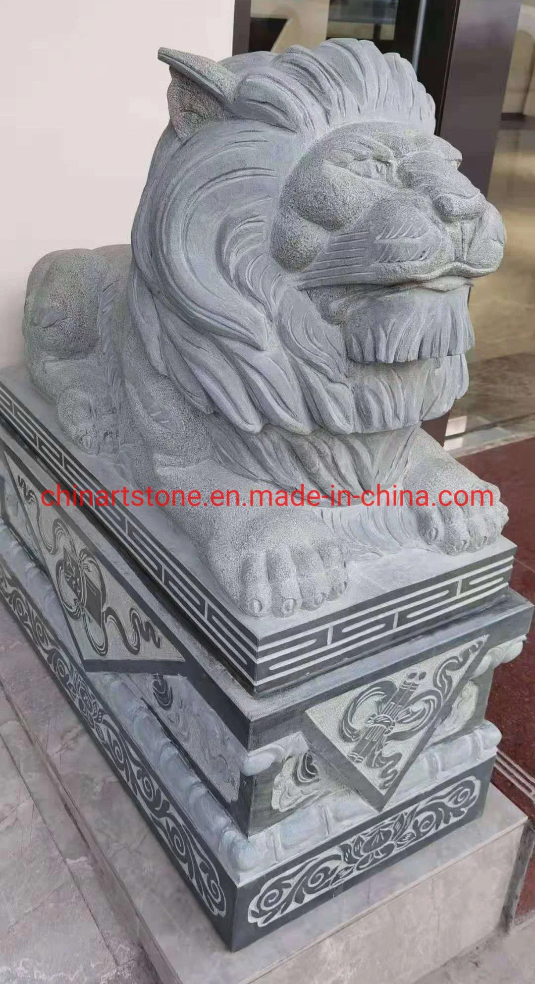 Nature Granite Stone Lions Carving Products for Garden or Door Guarding
