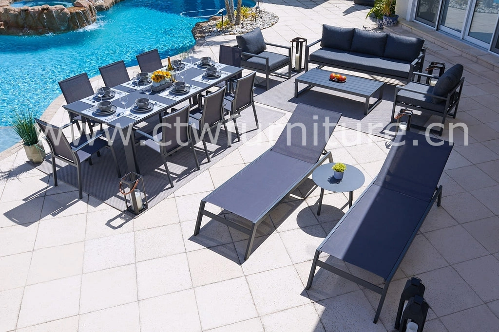 Hot Sales Aluminum Mesh Fabric Garden Outdoor Dining Chair and Table Set