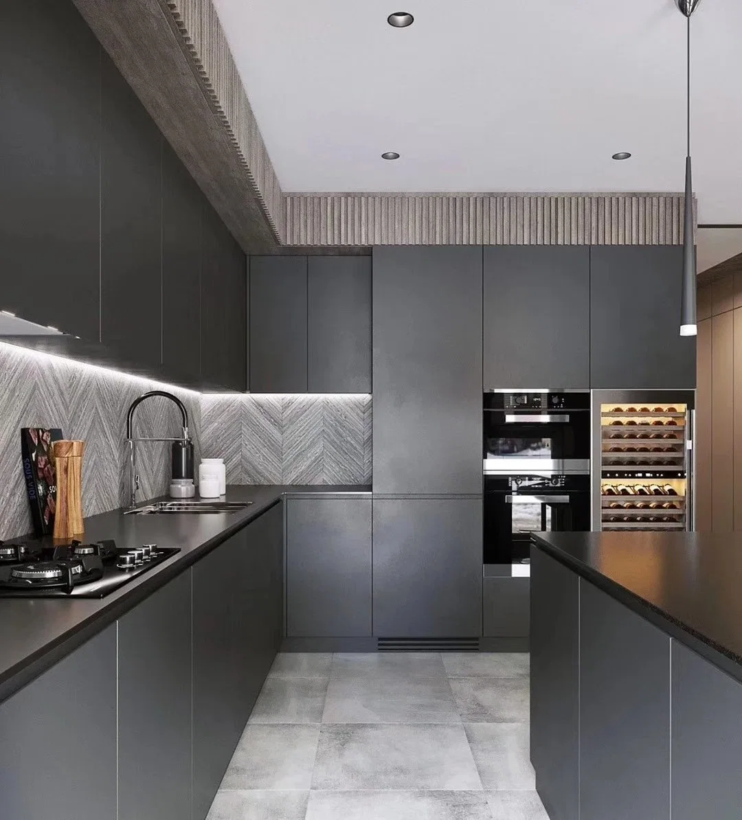 HPL moderne de luxe très durable de la mélamine modulaire pour armoires de cuisine maison résidentielle préfabriqués Meubles de cuisine