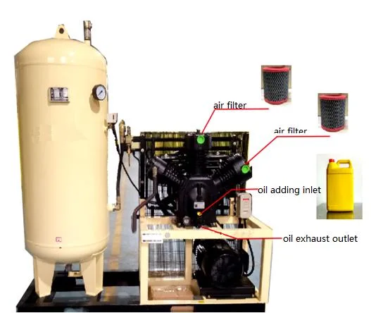 Système de compresseur d'air pour la découpe laser Ca 1.0-30h Ca 15 Pet HP Portable Visser le piston sécheur à filtre huile industrielle moins d'huile libre Lp Silience haute pression