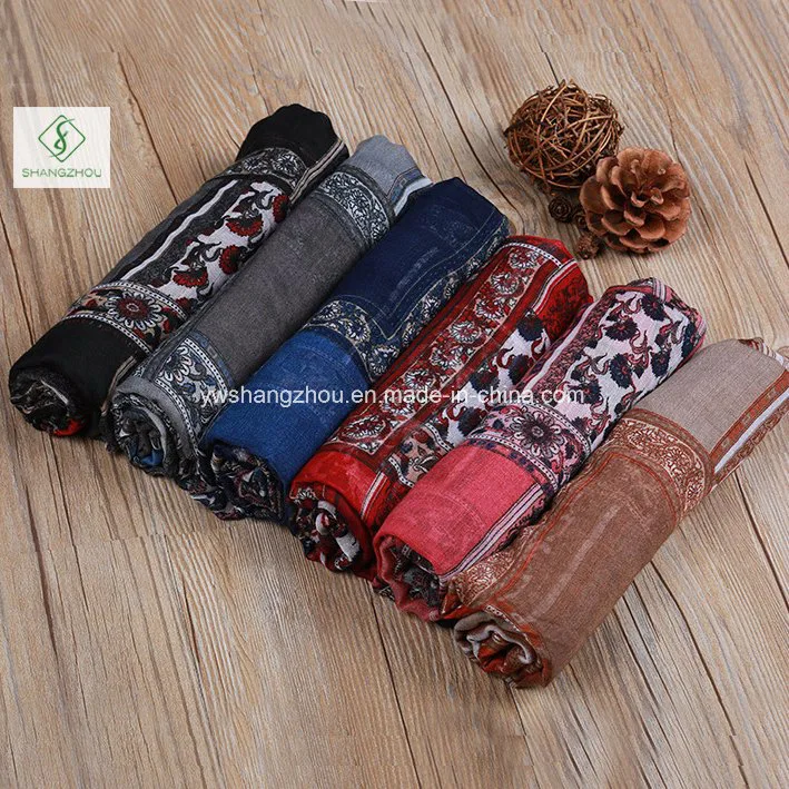 New Fashion Lady Moslem Scarf with Square Cashew Printed