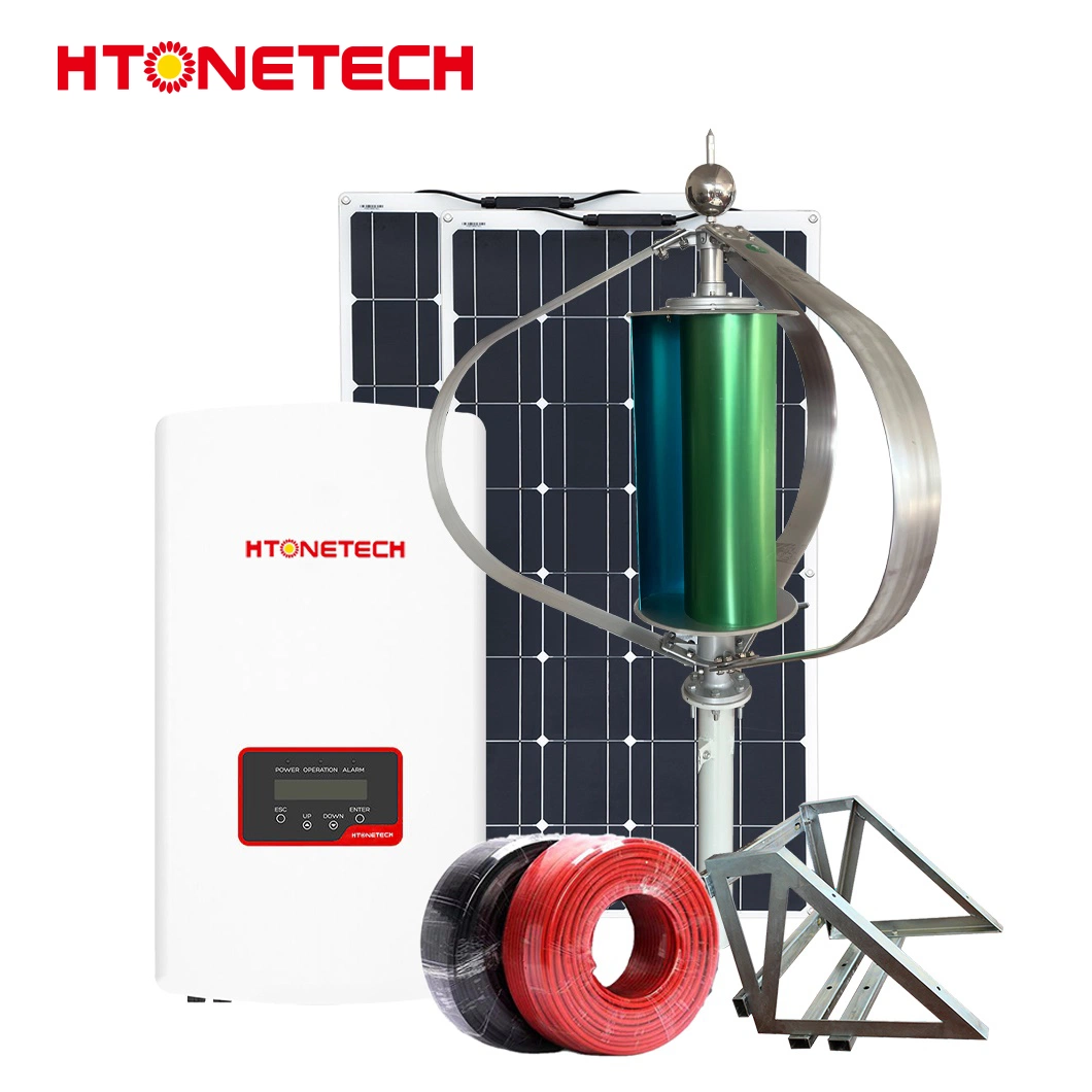 Htonetech China 450 W de la fábrica de paneles solares 500W 800W 1000W 1500W 2000W 2 Kw de Energía Solar el sistema con 2 Kw aerogenerador