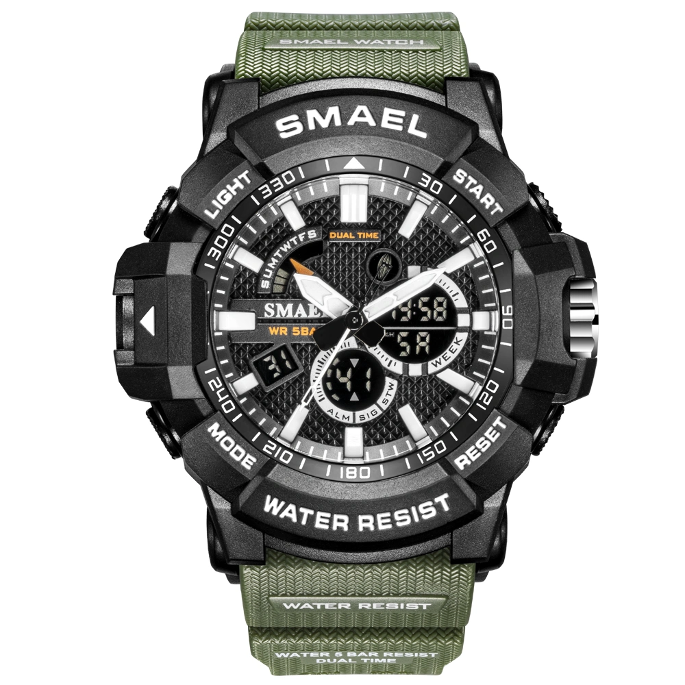 Green New Men Sports Digital Watch 1809 Fashion Camouflage Strap Quartz Watch