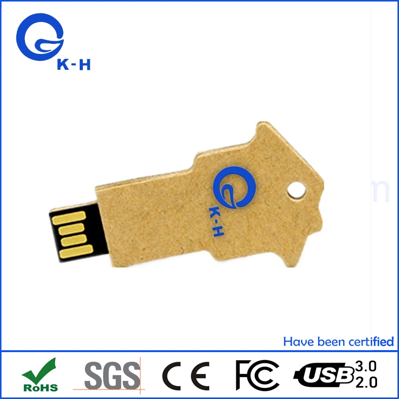 Paper Key Shape U Flash Memory Disk 16GB Degradable Cardboard Fiber