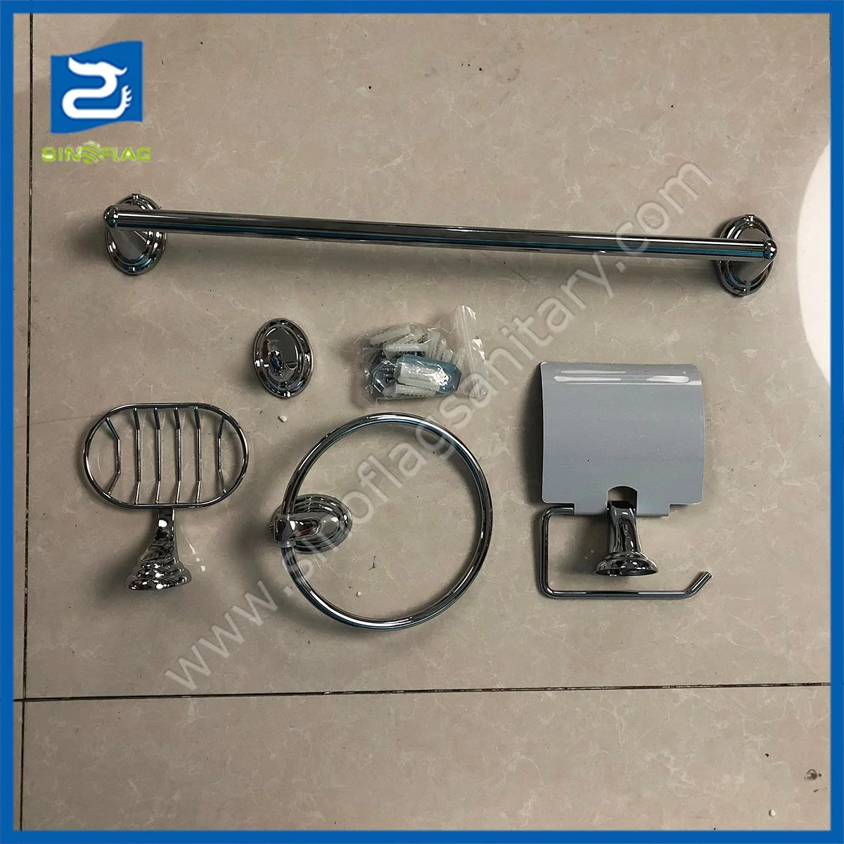 Zinc Set Accessories Bath 5 Pieces Metal Bathroom Fitting