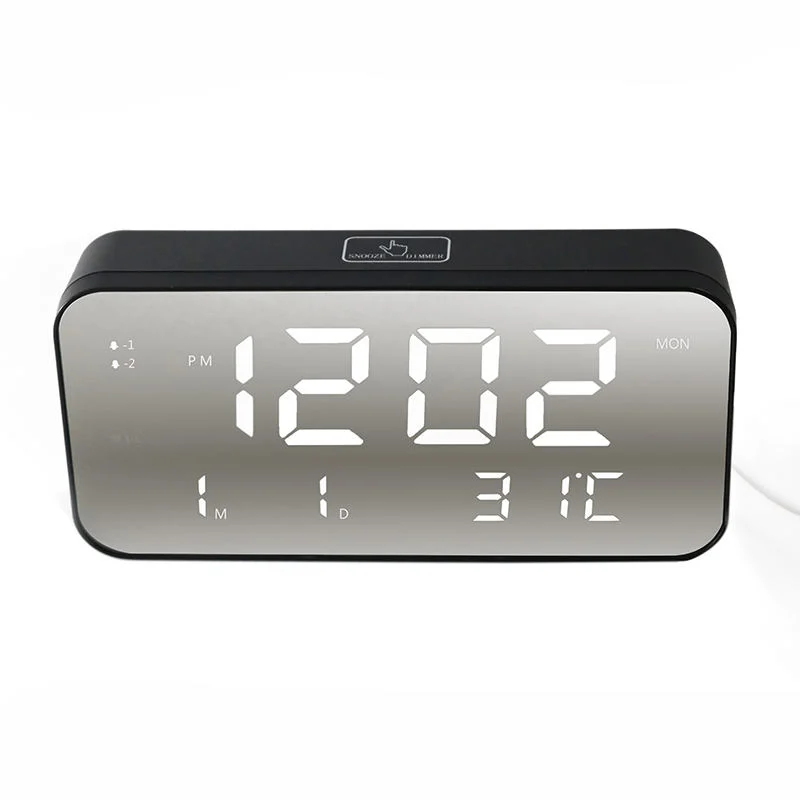 Large LED Temperature Display Rechargeable Musical Alarm Clock