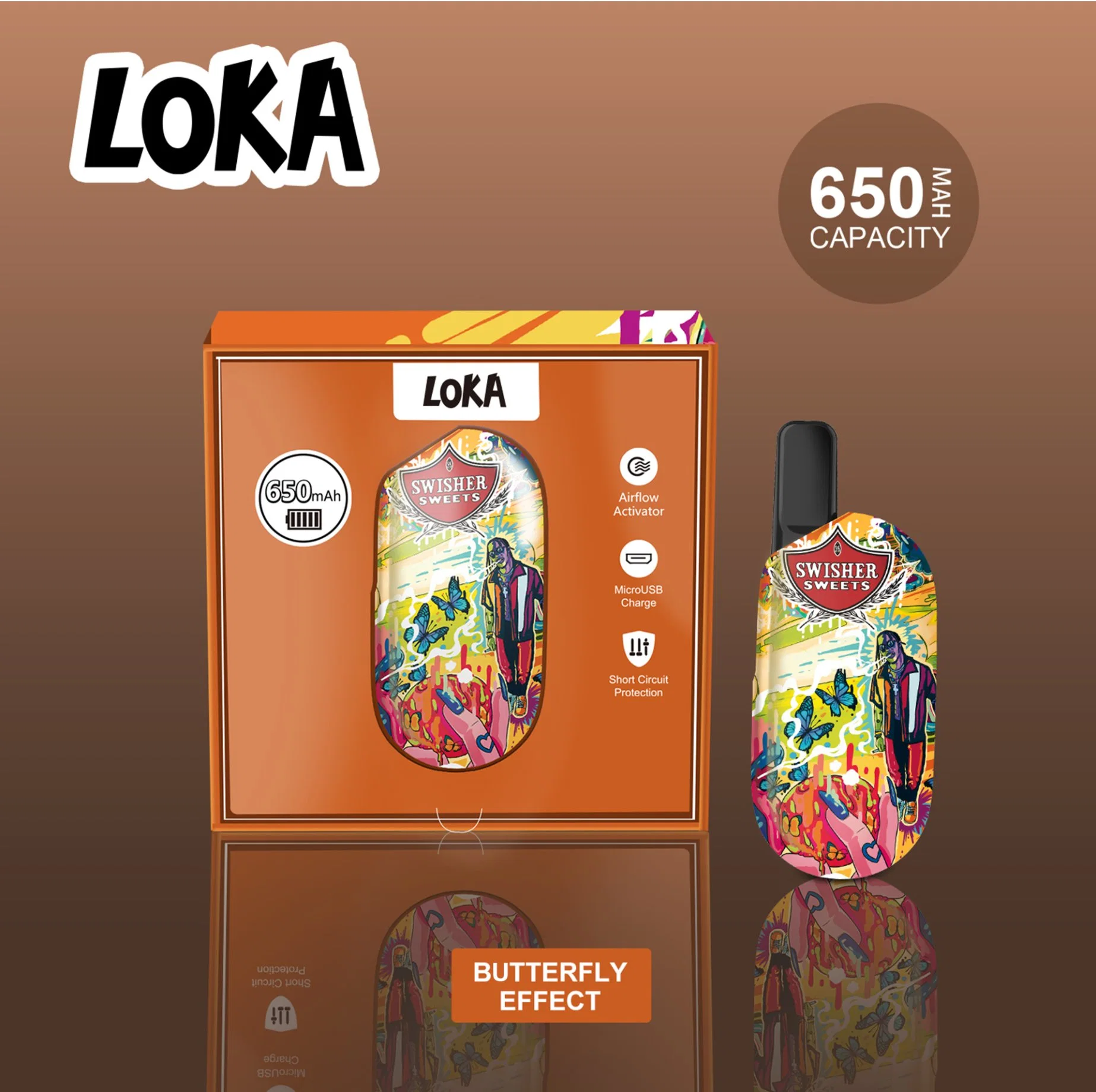 Meilleur Prix Loka batterie 650mAh Batterie Vape Loka avec 10 modèles