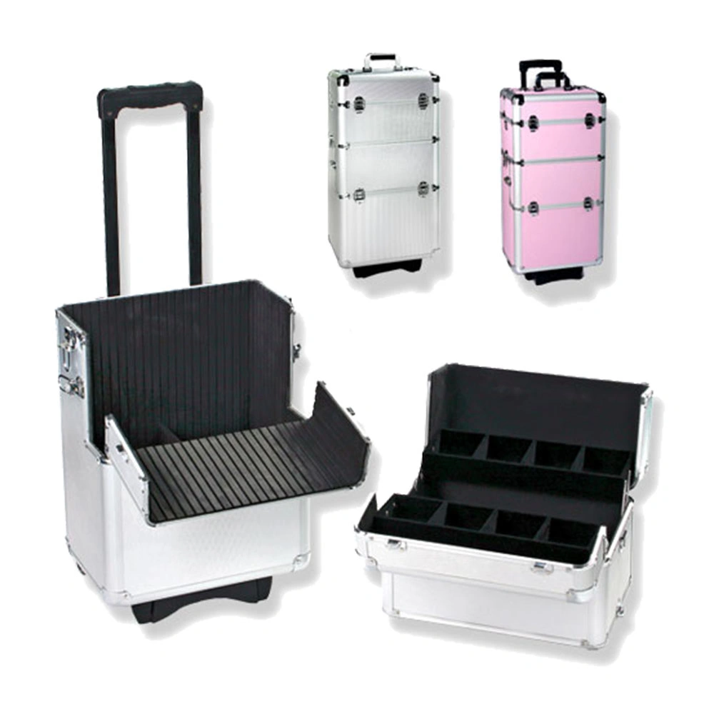 Neue Aluminium Rahmen Kosmetische Hülle Kabine Make-Up Künstler Toolbox Rad Trolley Nägel Make-up Tasche Gepäck Rolling Koffer Box