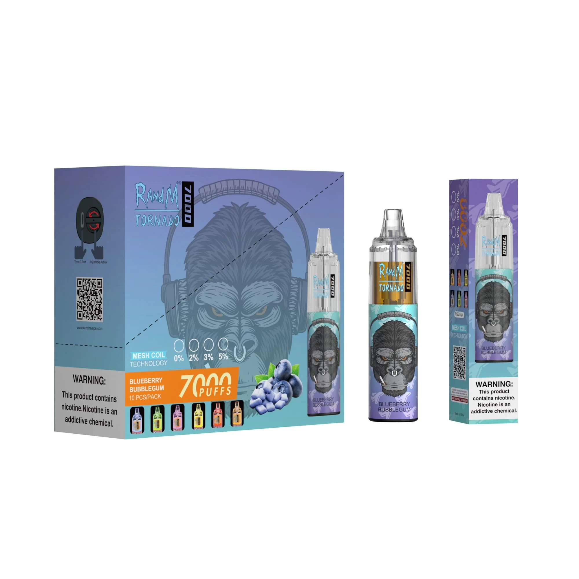 E Zigarette Randm 7000 Puffs 14ml eJuice Großhandel/Lieferant Einweg-Vape Pen Hookah