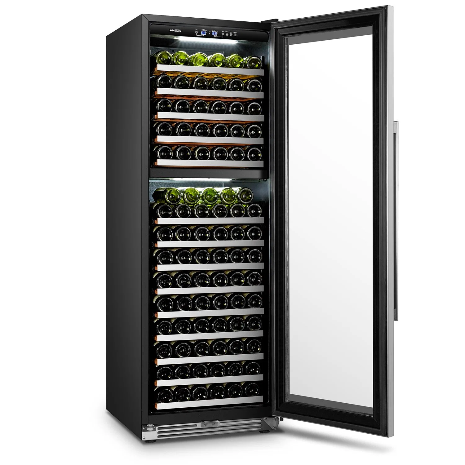 Usf-168d Seamless Ss Dual Zone Wine Cabinet/Wine Refrigerator/Wine Fridge with Ss Front Shelves