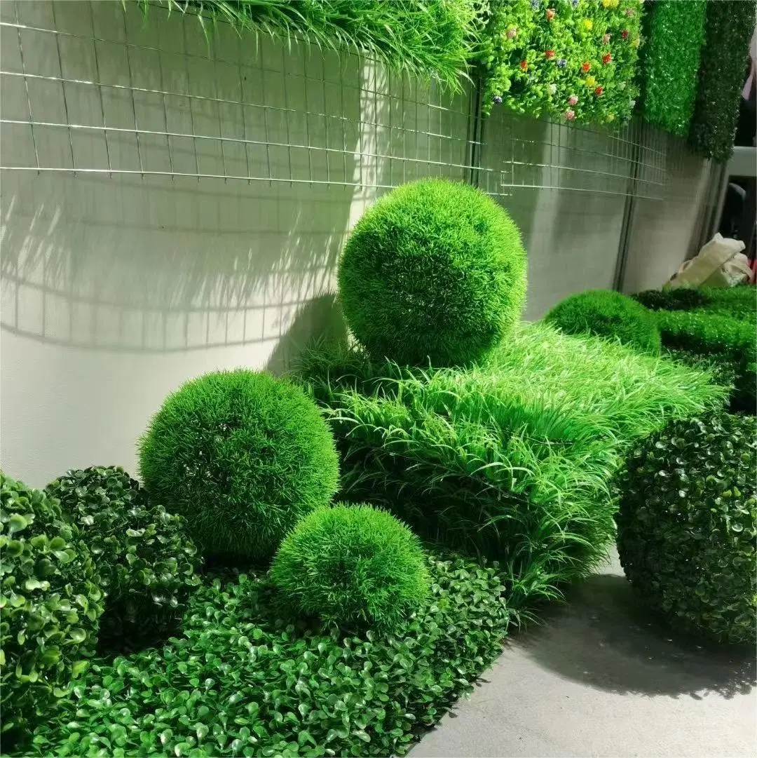 OEM Factory Customized Artificial Plant Synthetic Grass Ball Fake Grass Ball Artificial Topiary Plant Colorful Artificial Grass Ball Manufacturer in China