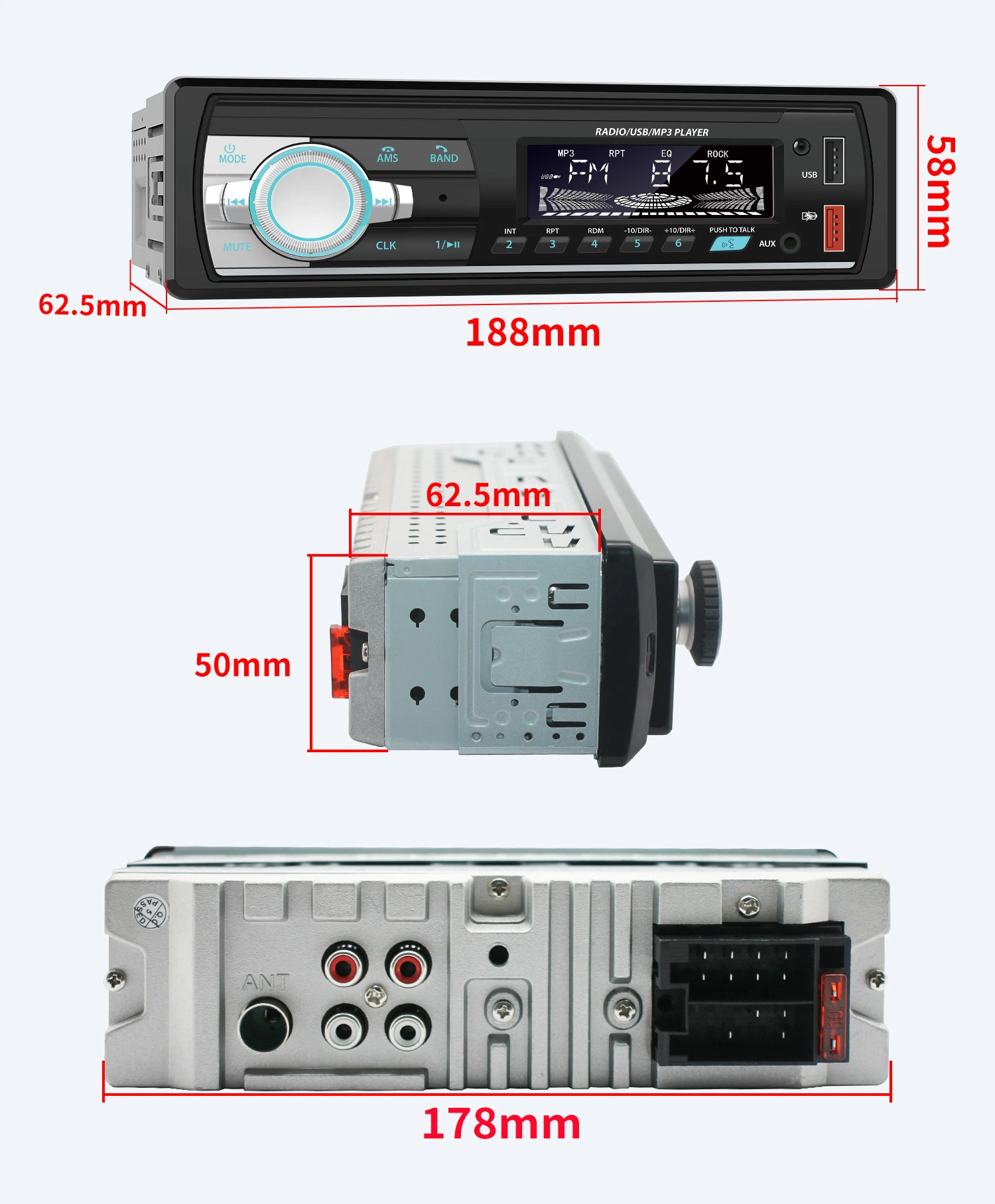 Para el asiento trasero de pulgadas DIN Android 7 vehículo externo doble Cargador de audio de doble vuelo Radio Reproductor de DVD para coche portátil