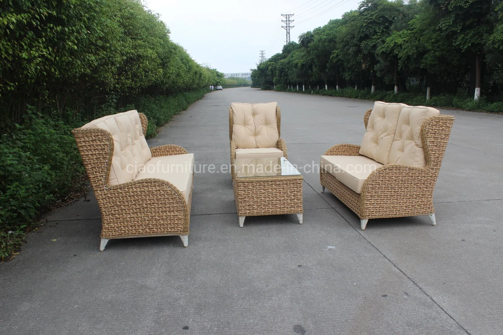 4PCS Beautiful Leisure Garden Hotel Rattan Sofa Set Outdoor Furniture