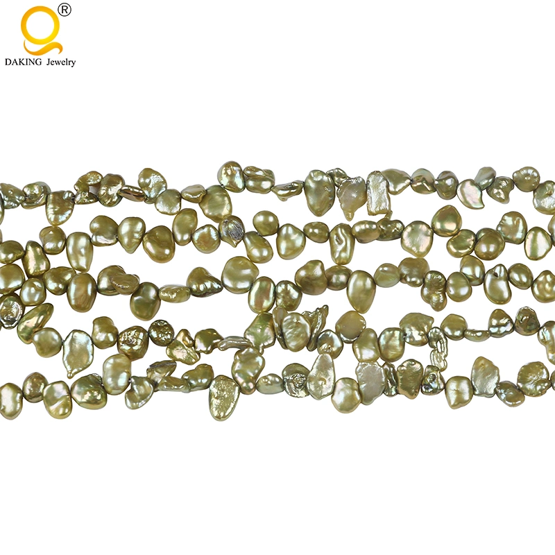 Green Color Keshi Pearl in 16" Strand Wholesale