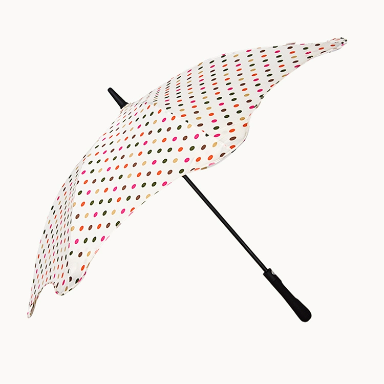 Venta caliente Polka Dot Dual-Use fresca pequeña Sol automático de protección contra la lluvia paraguas recta