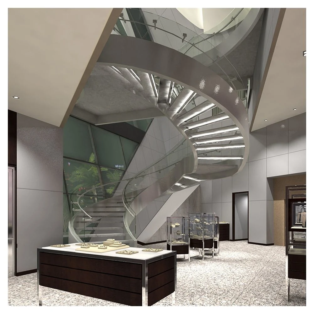 Customized Spiral Staircase Curved Staircase Stainless Steel Handrail