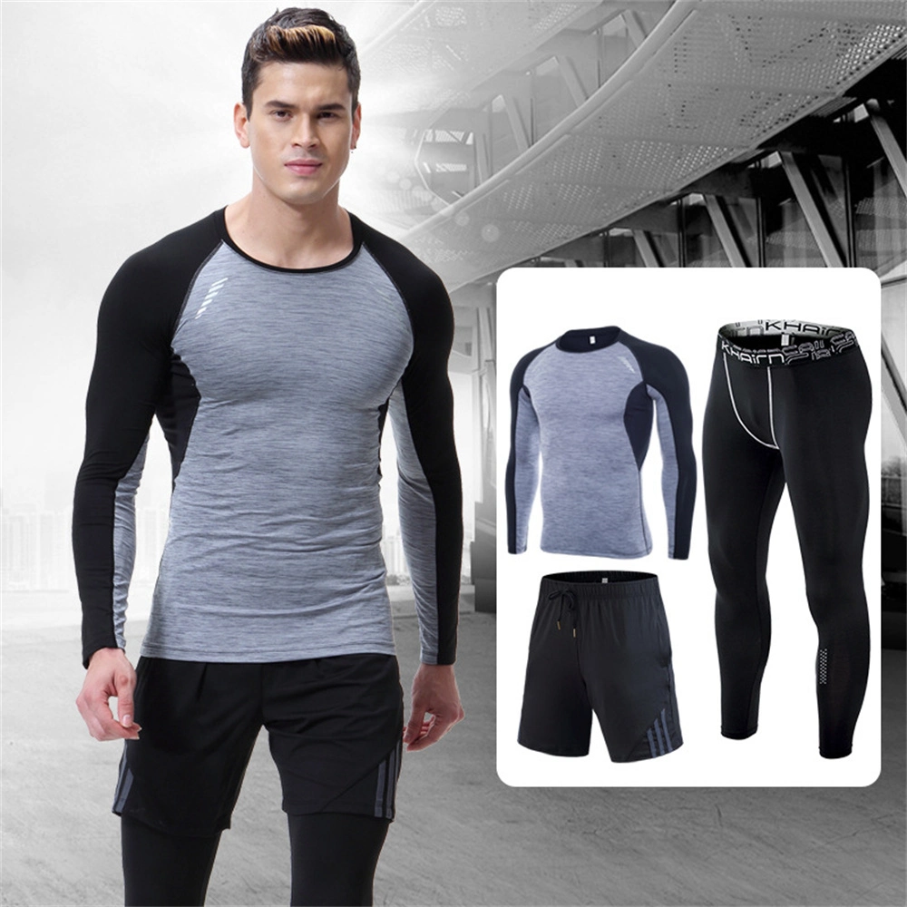 SJ-MT2029 Free Match Style 3 Piece Compression Gym Tights Suits Sportswear Men&prime; S Fitness Clothing Customized Design Gym Sets