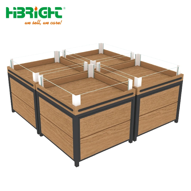 Customized Vintage Farmers Market Wood Produce Orchard Bins Produce Display Counter