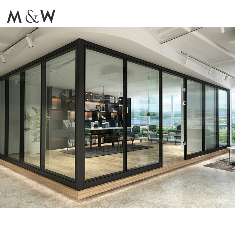 Soundproof Frameless Glass Partition Curved Office Glass Full Height Partition Wall with Transparent Glass