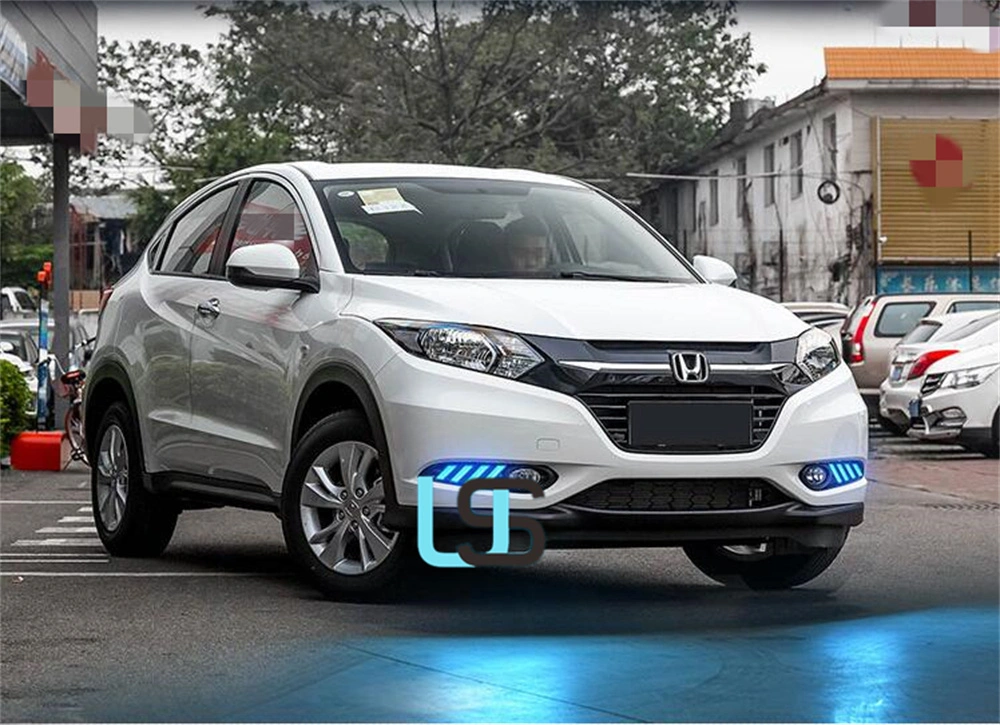 لهوندا HRV HR-V Vezel 14 15 16 17 18 مصباح الضباب بالمصد الأمامي لمكبح مصابيح النهار LED ضوء النهار للسيارة 12 فولت