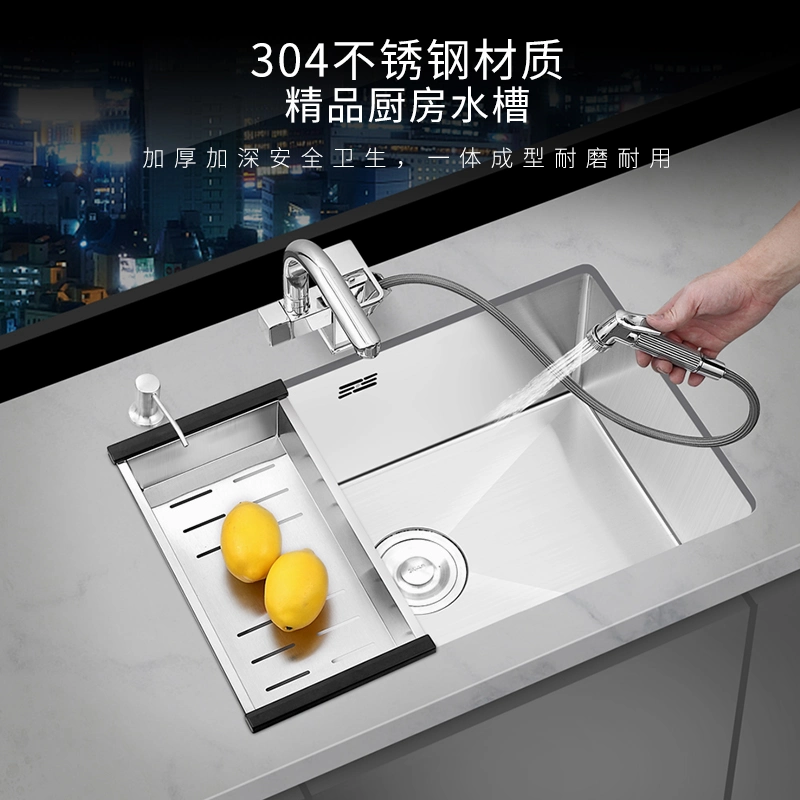 China Factory Wholesale Single Bowl 304 Stainless Steel Wash Handmade Kitchen Sink Commercial or Domestic Kitchen Basin