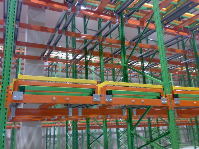 Almacenamiento Paleta ajustable empuje hacia atrás Paleta Racking almacenamiento Industrial Acero Reapilamiento de empuje hacia atrás