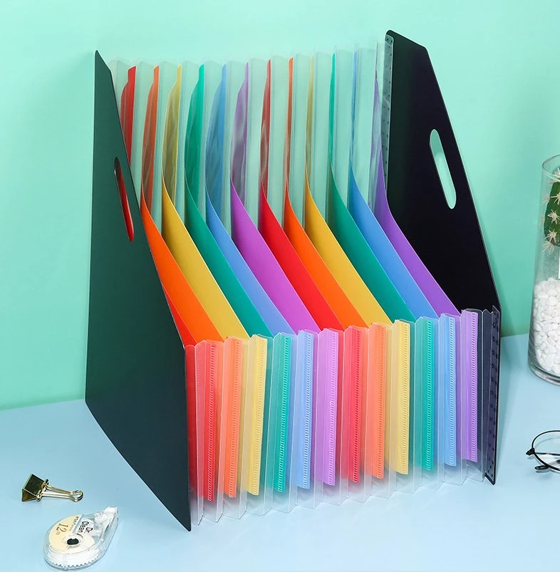 A4 Waterproof PP Color Collapsible Expanding File Folder for Office Organization and 13 Storage Compartments